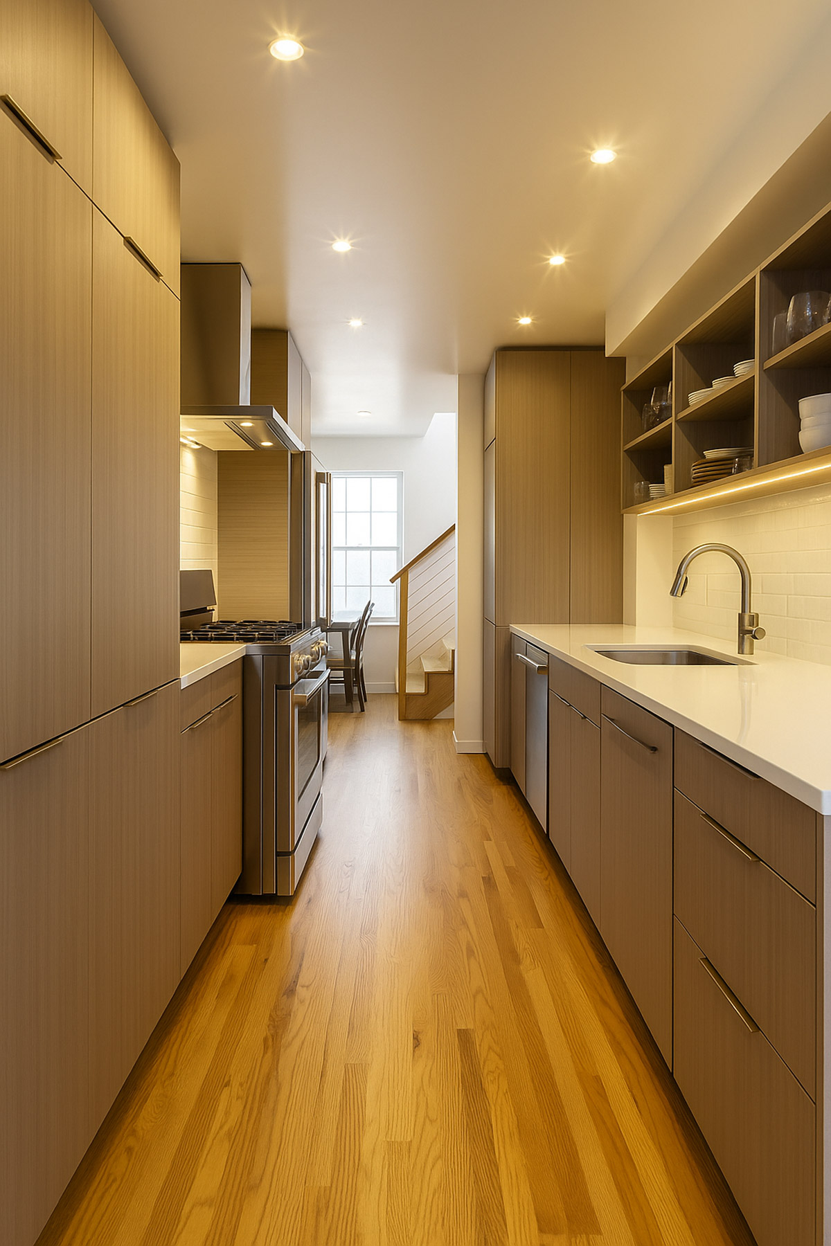 bold kitchen back splash with custom cabinets
